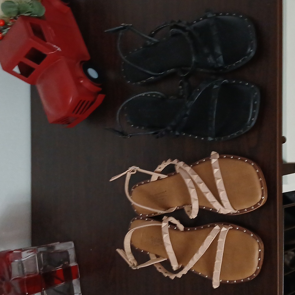 2 pairs of great quality studded flat sandals